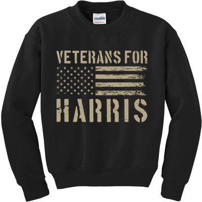 Veterans For Harris 2024 Military Vets Kamala Harris Kids Sweatshirt
