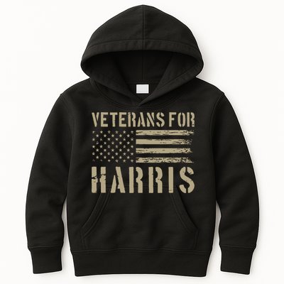 Veterans For Harris 2024 Military Vets Kamala Harris Kids Hoodie
