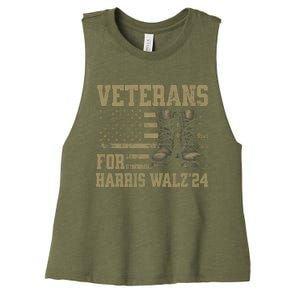 Veterans For Harris Walz Waltz 2024 Presidential Campaign Women's Racerback Cropped Tank