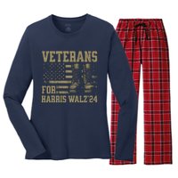 Veterans For Harris Walz Waltz 2024 Presidential Campaign Women's Long Sleeve Flannel Pajama Set 