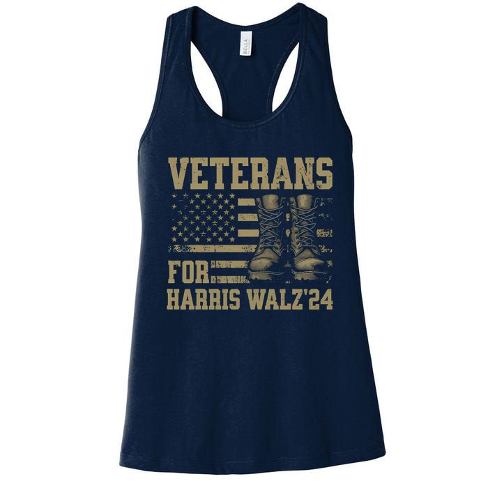 Veterans For Harris Walz Waltz 2024 Presidential Campaign Women's Racerback Tank