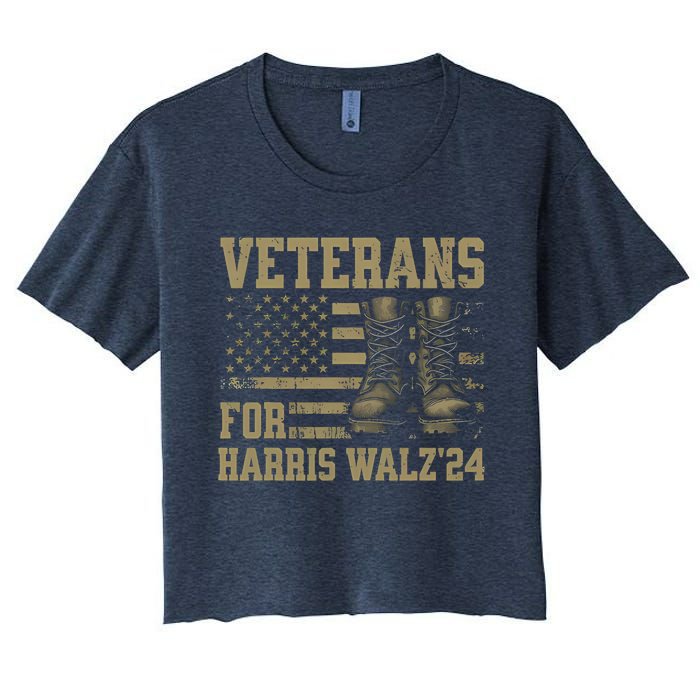 Veterans For Harris Walz Waltz 2024 Presidential Campaign Women's Crop Top Tee