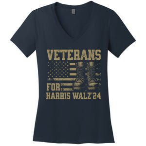 Veterans For Harris Walz Waltz 2024 Presidential Campaign Women's V-Neck T-Shirt