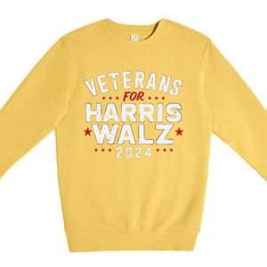 Veterans For Harris Waltz 2024 Election Vote Blue Democrat Gift Premium Crewneck Sweatshirt