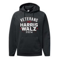 Veterans For Harris Waltz 2024 Election Vote Blue Democrat Gift Performance Fleece Hoodie