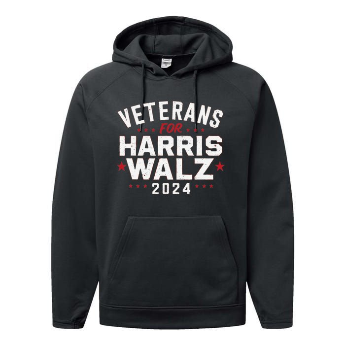 Veterans For Harris Waltz 2024 Election Vote Blue Democrat Gift Performance Fleece Hoodie