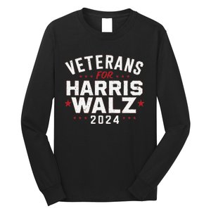 Veterans For Harris Waltz 2024 Election Vote Blue Democrat Gift Long Sleeve Shirt