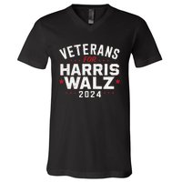 Veterans For Harris Waltz 2024 Election Vote Blue Democrat Gift V-Neck T-Shirt