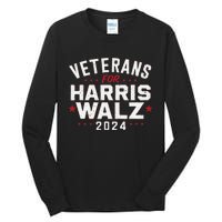 Veterans For Harris Waltz 2024 Election Vote Blue Democrat Gift Tall Long Sleeve T-Shirt