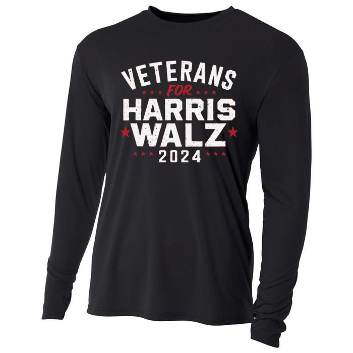 Veterans For Harris Waltz 2024 Election Vote Blue Democrat Gift Cooling Performance Long Sleeve Crew