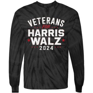 Veterans For Harris Waltz 2024 Election Vote Blue Democrat Gift Tie-Dye Long Sleeve Shirt