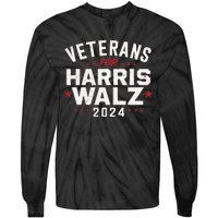 Veterans For Harris Waltz 2024 Election Vote Blue Democrat Gift Tie-Dye Long Sleeve Shirt