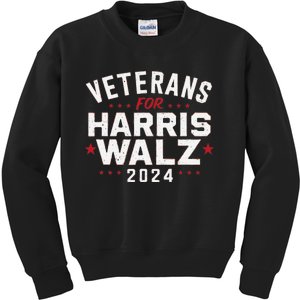 Veterans For Harris Waltz 2024 Election Vote Blue Democrat Gift Kids Sweatshirt