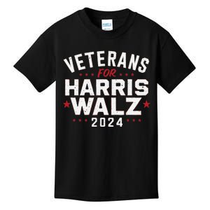 Veterans For Harris Waltz 2024 Election Vote Blue Democrat Gift Kids T-Shirt