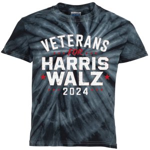 Veterans For Harris Waltz 2024 Election Vote Blue Democrat Gift Kids Tie-Dye T-Shirt