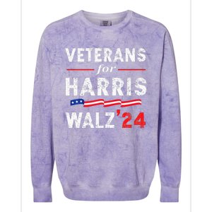 Veterans For Harris Waltz 2024 Election Vote Blue Democrat Colorblast Crewneck Sweatshirt