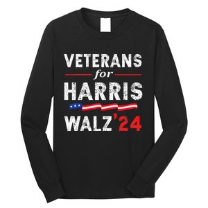 Veterans For Harris Waltz 2024 Election Vote Blue Democrat Long Sleeve Shirt