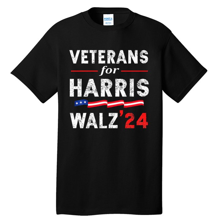 Veterans For Harris Waltz 2024 Election Vote Blue Democrat Tall T-Shirt