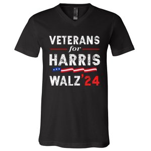 Veterans For Harris Waltz 2024 Election Vote Blue Democrat V-Neck T-Shirt