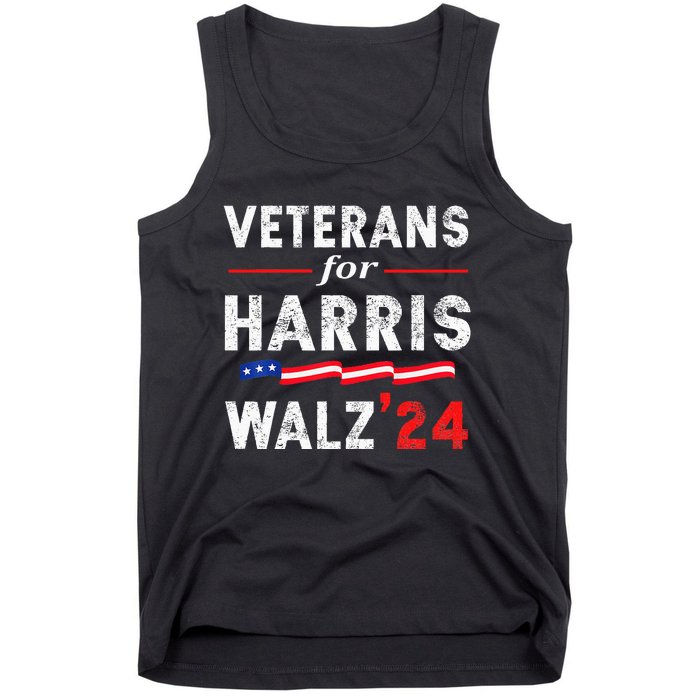 Veterans For Harris Waltz 2024 Election Vote Blue Democrat Tank Top