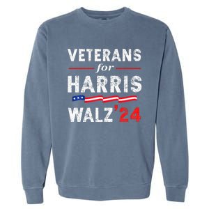 Veterans For Harris Waltz 2024 Election Vote Blue Democrat Garment-Dyed Sweatshirt