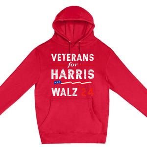 Veterans For Harris Waltz 2024 Election Vote Blue Democrat Premium Pullover Hoodie