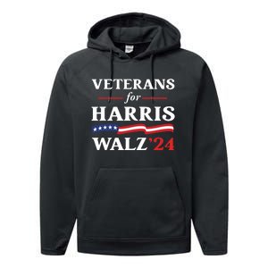 Veterans For Harris Walz 2024 Vote Tim Walz Kamala Harris Performance Fleece Hoodie