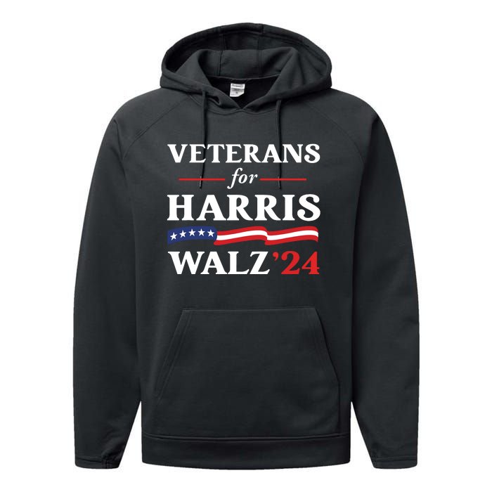 Veterans For Harris Walz 2024 Vote Tim Walz Kamala Harris Performance Fleece Hoodie