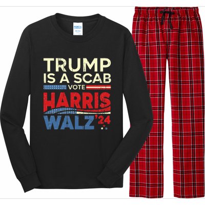 Vote For Harris 2024 Trump Is A Scab Vote Harris Long Sleeve Pajama Set