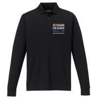 Veterans For Harris Walz 24 WeRe Not Going Back Performance Long Sleeve Polo