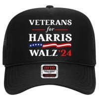 Veterans For Harris Walz 2024 Vote Tim Walz Kamala Harris High Crown Mesh Back Trucker Hat