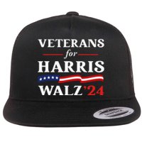 Veterans For Harris Walz 2024 Vote Tim Walz Kamala Harris Flat Bill Trucker Hat