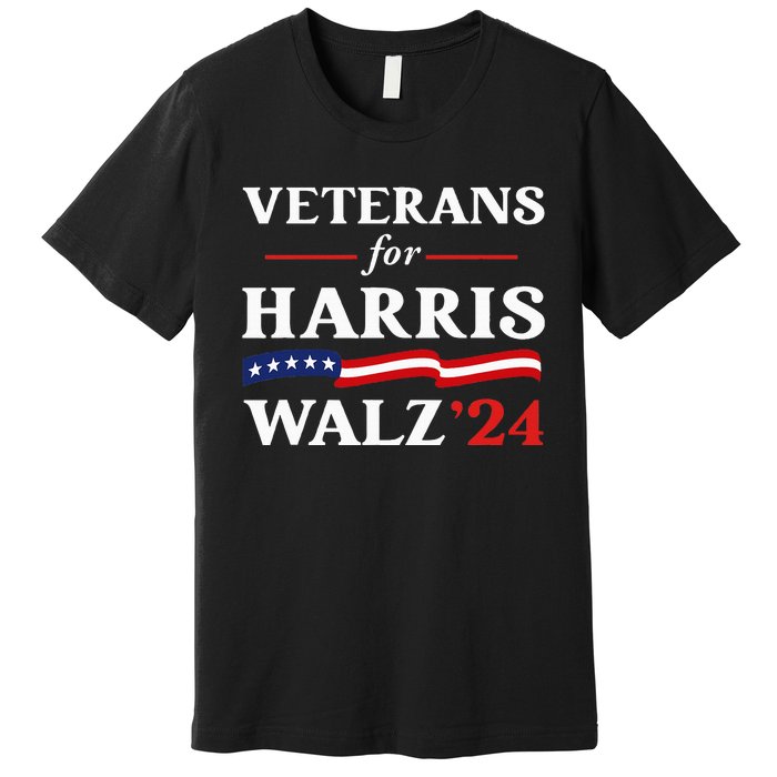 Veterans For Harris Walz 2024 Vote Tim Walz Kamala Harris Premium T-Shirt