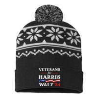 Veterans For Harris Walz 2024 Vote Tim Walz Kamala Harris USA-Made Snowflake Beanie