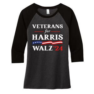 Veterans For Harris Walz 2024 Vote Tim Walz Kamala Harris Women's Tri-Blend 3/4-Sleeve Raglan Shirt