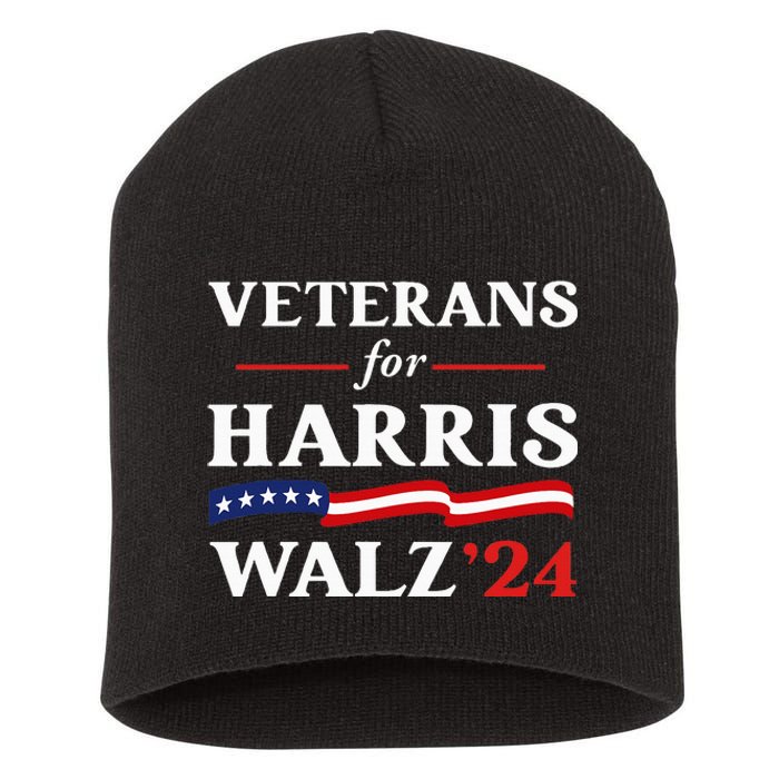 Veterans For Harris Walz 2024 Vote Tim Walz Kamala Harris Short Acrylic Beanie