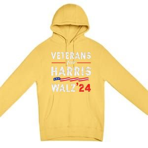 Veterans For Harris Waltz 2024 Election Vote Blue Democrat Gift Premium Pullover Hoodie