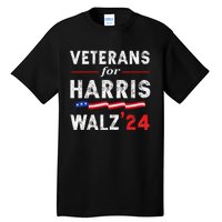 Veterans For Harris Waltz 2024 Election Vote Blue Democrat Gift Tall T-Shirt