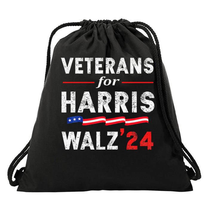 Veterans For Harris Waltz 2024 Election Vote Blue Democrat Gift Drawstring Bag