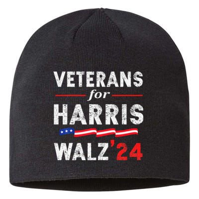 Veterans For Harris Waltz 2024 Election Vote Blue Democrat Gift Sustainable Beanie