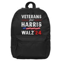 Veterans For Harris Waltz 2024 Election Vote Blue Democrat Gift 16 in Basic Backpack