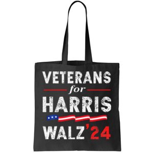 Veterans For Harris Waltz 2024 Election Vote Blue Democrat Gift Tote Bag