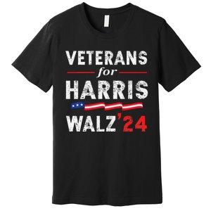 Veterans For Harris Waltz 2024 Election Vote Blue Democrat Gift Premium T-Shirt