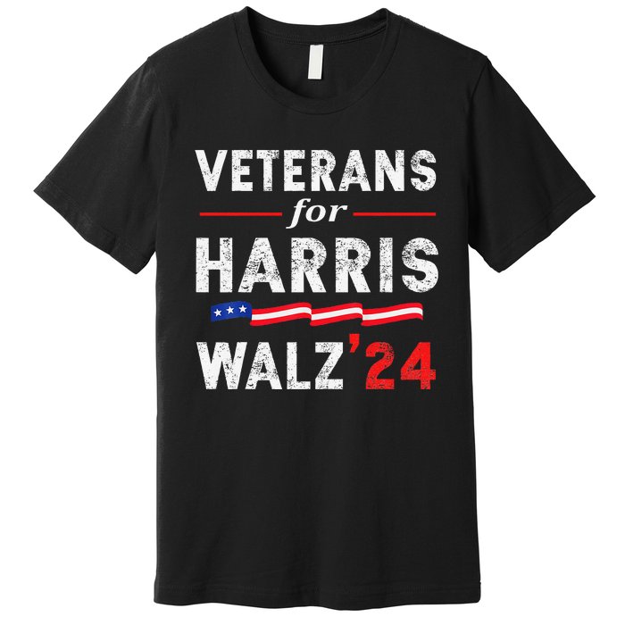 Veterans For Harris Waltz 2024 Election Vote Blue Democrat Gift Premium T-Shirt