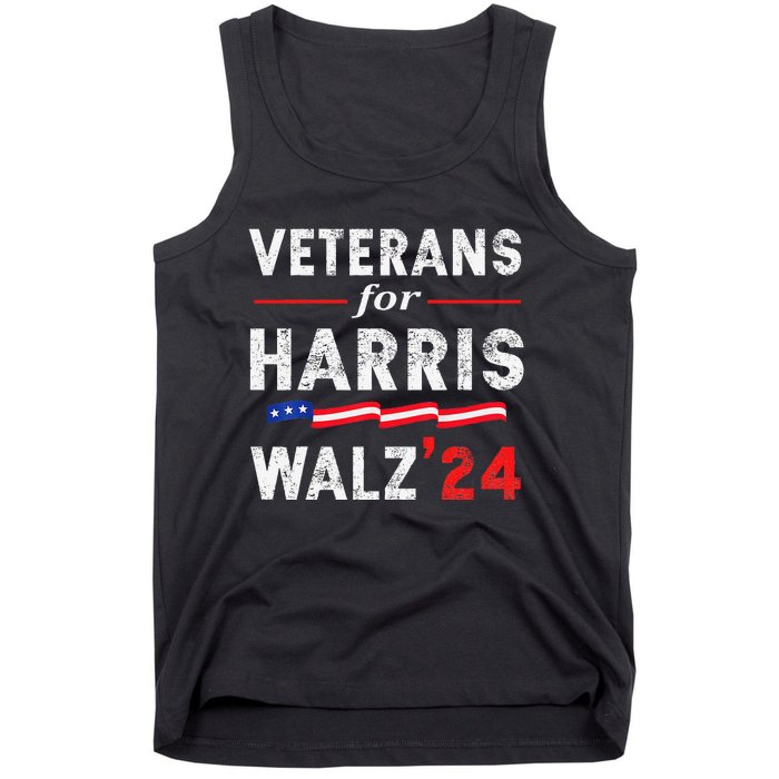 Veterans For Harris Waltz 2024 Election Vote Blue Democrat Gift Tank Top