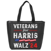 Veterans For Harris Waltz 2024 Election Vote Blue Democrat Gift Zip Tote Bag