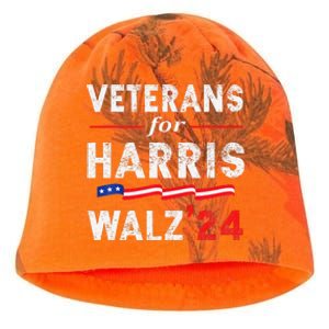 Veterans For Harris Waltz 2024 Election Vote Blue Democrat Gift Kati - Camo Knit Beanie