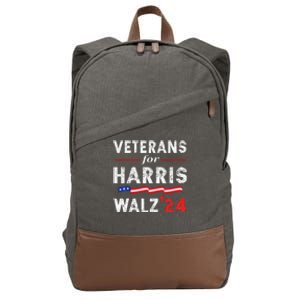 Veterans For Harris Waltz 2024 Election Vote Blue Democrat Gift Cotton Canvas Backpack