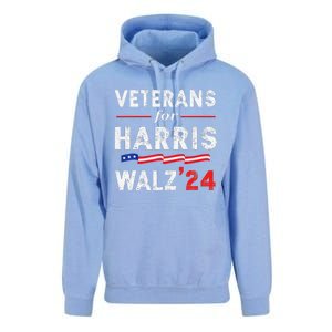 Veterans For Harris Waltz 2024 Election Vote Blue Democrat Gift Unisex Surf Hoodie