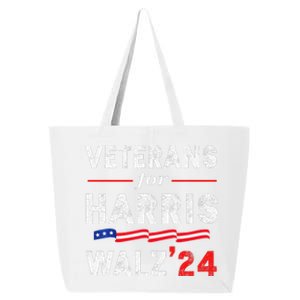 Veterans For Harris Waltz 2024 Election Vote Blue Democrat Gift 25L Jumbo Tote